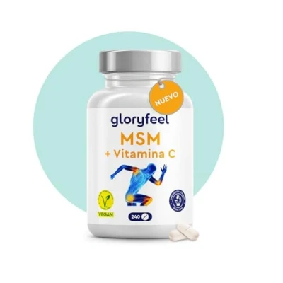 Imagen de MSM 2000mg + Vitamina C Natural 240 Tabletas Para huesos, articulaciones, piel y sistema inmunitario* Metilsulfonilmetano con Acerola en polvo Probado laboratorio sin aditivos