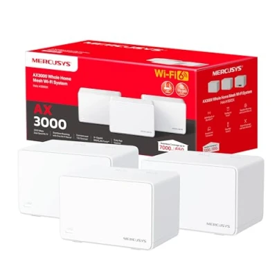 Imagen de Mercusys Halo H3000X(3 Pack) Router Mesh WiFi 6 AX3000, Doble Banda 2 4Ghz/5Ghz, 3X Puertos Gigabit, Cobertura hasta 650m², MU MIMO,OFDMA, 1024 QAM