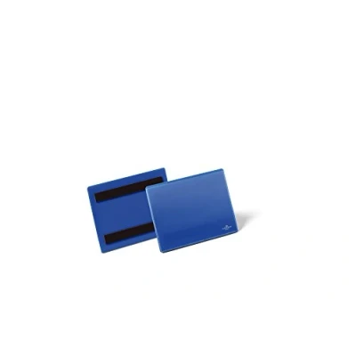 Imagen de Durable 175607 Portaetiquetas magnético de identificación, para etiquetas y documentos en paisaje A6, paquete 50, azul oscuro