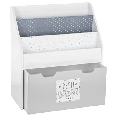 Imagen de ATMOSPHERA CREATEUR D&#039;INTERIEUR Librería Gris con contenedor Ruedas, l. 62,5 x 30 H. 70 cm (JJ1044)