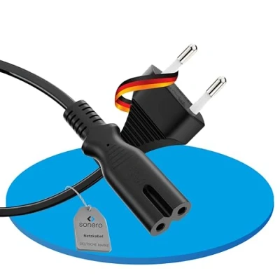 Imagen de Sonero® Euro Cable de Red, alimentación para electrodomésticos, Enchufe a IEC C7, 3,00m, Negro