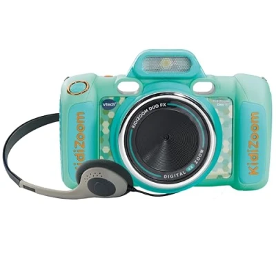 Imagen de VTech Kidizoom Duo FX Aquamarina, Cámara de Fotos Infantil, Selfies, Vídeo, Pantalla a Color, Estudio cómic, Filtros y Efectos Divertidos, Regalo para niños 4 12 años, Versión ESP