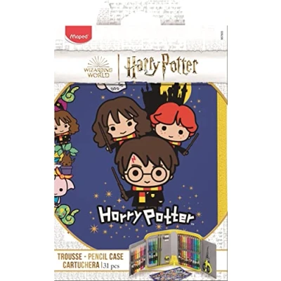 Imagen de Maped Estuche Escolar Colección Harry Potter Incluye 12 Rotuladores de Colores, Lápices 1 Tijeras Infantiles, 2 Grafito, Goma Borrar y Sacapuntas