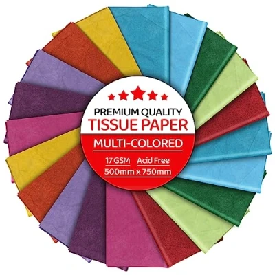 Imagen de YUNJU papel de seda multicolor, 30 hojas, regalo, sin MF ni ácidos, tamaño grande 20 x pulgadas, para envolver bocetos decorativos y corte manualidades embalaje