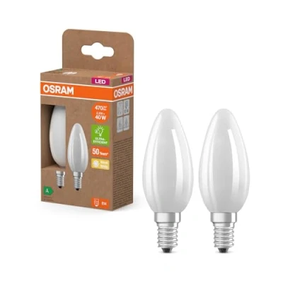 Imagen de OSRAM LED Superstar Classic Lámpara B 40 en forma clásica de mini vela vidrio esmerilado, 2,2 W, 470 lm, casquillo E14, 2700 K para luz blanca cálida, EEK A, 35 mm diámetro, paquete 2