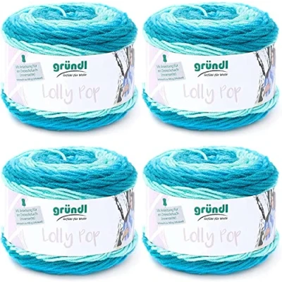 Imagen de Gründl Lolly Pop, Hilo de Ganchillo y Punto (Hilo Universal Similar a la Lana Lavable 100% poliacrílico, 150 g / 240 m, tamaño Aguja: 5 6, 4 x g), Forsty Swirl