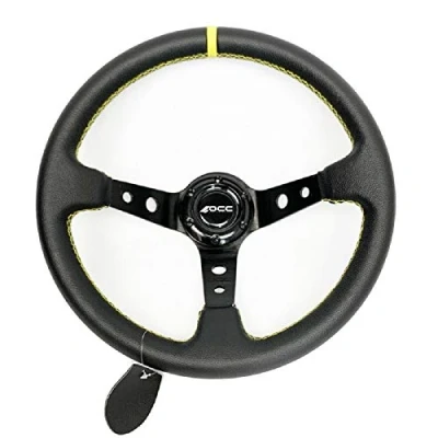 Imagen de OCC MOTOR SPORT Volante desplazado mod track piel artificial brazos negros OCCVOL004