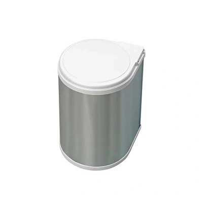 Imagen de EMUCA Cubo basura puerta de armario, contenedor basura, 13L con tapa automática y fijación a puerta, plástico, inox.