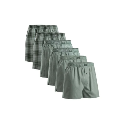 Imagen de DANISH ENDURANCE Calzoncillos para Hombre de Tela, Bóxers Algodón Orgánico 100%, Corte Americano, Cintura Elástica, 4 y 6 Pack Surtido Verde/Rayas 3XL