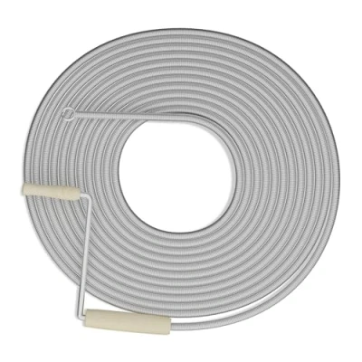 Imagen de Relaxdays Desatascador Tuberías, Espiral Desatascar Fregaderos, Desagües, Duchas, WC, Acero, 10 m, Plateado, Madera