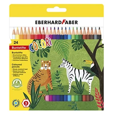 Imagen de Eberhard Faber 514824 Juego de lápices color Colori, 24 jumbo en forma hexagonal ergonómica
