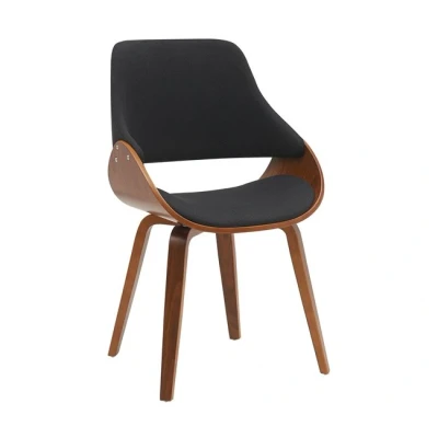 Imagen de CLP Silla de Comedor Vangale tapizada en Polipiel o Tela I Butaca salón Moderna con Base Madera &amp; 4 Patas, Color:Nuez/Negro, Material:Tela