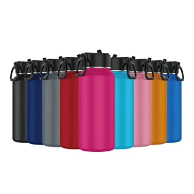 Imagen de Mi Ko Ka Botella de Agua Acero Inoxidable Térmica Reutilizable Deportiva Sin BPA Mantiene Frio y Calor Termo Hermética A Prueba Fugas (1 Litro, Fucsia)