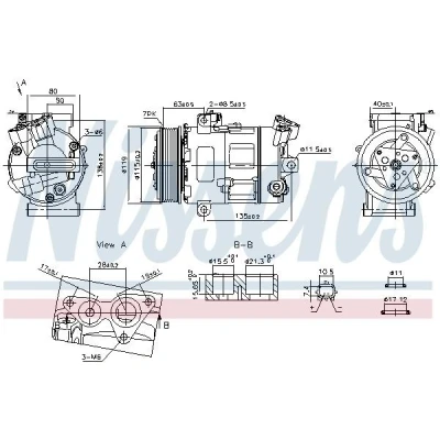 Imagen de NISSENS 890947 Compresor de Aire Acondicionado DCS17IC 12 PAG 46 YF R 134 a RENAULT: MASTER 3 Kasten, 3, Bus, NISSAN: NV400 Furgón
