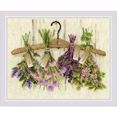 Imagen de Riolis Kräuter Kit de Punto Cruz, algodón, Multicolor, 30 x 24 cm