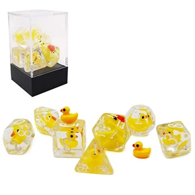 Imagen de Bescon YellowDuck RPG Dice Set of 7, Novelty Yellow Duck Polyhedral Game