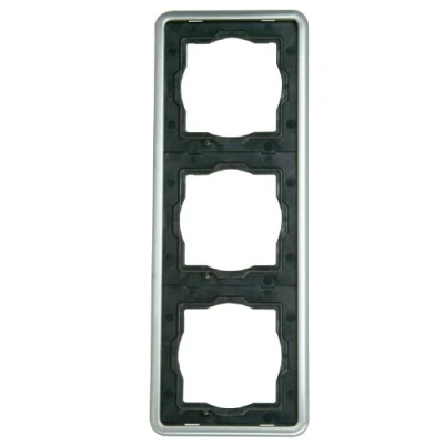 Imagen de Kopp Marco para Enchufes, 3 Enchufe Vision, Color Acero ,302520079