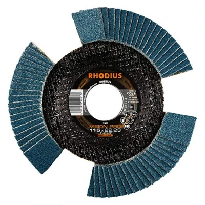 Imagen de Rhodius Inox Vision Pro Disco abrasivo de láminas para amoladora angular (10 unidades, 115 mm diámetro, K80)