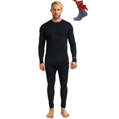 Imagen de Merino.tech Conjunto Lana Merino Hombre Termica Hombre, Camisa Pantalon Termico Merino, como Un Regalo Calcetines Peso Pesado (Small, 320 Charcoal Grey)