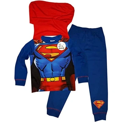 Imagen de DC Comics Pijama de Superman para Niños con Capa Desmontable, Superhéroe Novedoso 7 8 Años: 128cm
