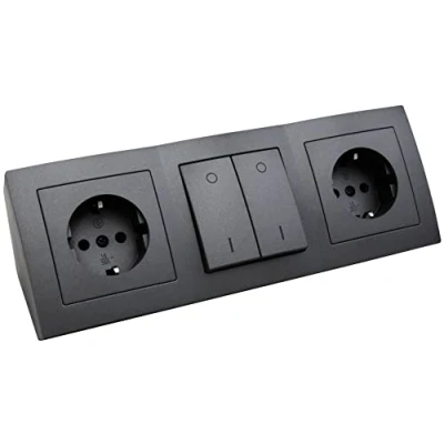 Imagen de McPower Bloque de enchufes para debajo los muebles Flair 2 con protección contacto + 1 x interruptor, 230 V 16 A, construcción, antracita gris oscuro mate