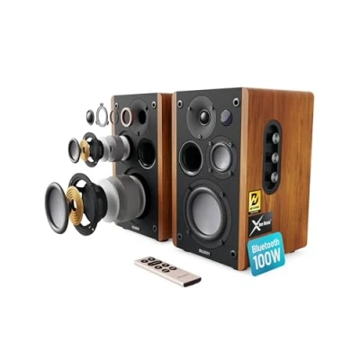 Imagen de MAJORITY Altavoces Autoamplificados Bluetooth 100W HiFi Xtra Bass DJ HDMI ARC Activos 3 Conductor Altavoz Monitor PC Monitores de Estudio D100