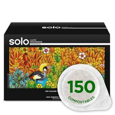 Imagen de SOLO Caffè Monorigine Tanzania, Cápsulas E.S.E. 44 mm, 150 Monodosis, 100% Robusta Natural, Compostable