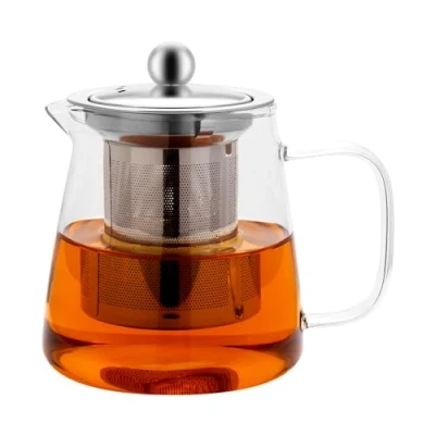 Imagen de Honneeo Teteras de vidrio borosilicato 950 ml con infusor, hervidor té seguro para estufa colador acero inoxidable 304 frutas y hierbas hojas sueltas (tetera ml)