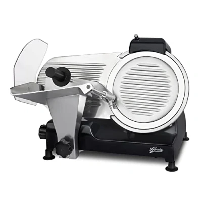 Imagen de Cortadora de fiambre eléctrica H.Koenig MSX252, Profesional, Precisión, Espesor corte 0 12mm, Cuchilla italiana 25cm, Afilador integrado, amplia bandeja, 282 rpm, Negro