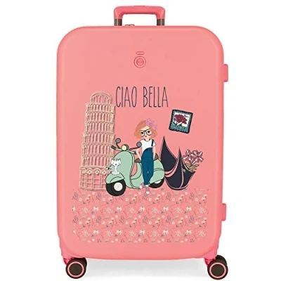Imagen de Enso Ciao Bella Maleta Mediana Rosa 48x70x28 cms Rígida ABS Cierre TSA Integrado 79L 4,32 kgs 4 Ruedas Dobles