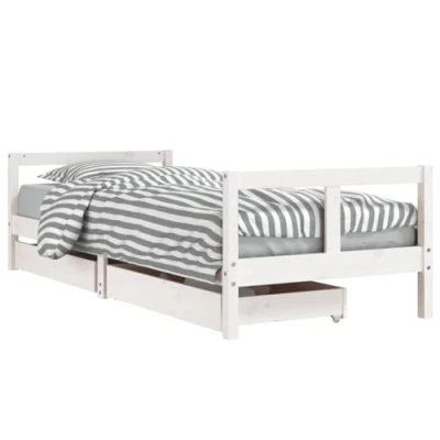 Imagen de vidaXL Estructura Cama niños con cajones Madera Pino Blanco 80x200 cm