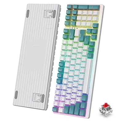 Imagen de K3 Teclado Mecánico Gaming con LED Iluminación Mini ultra compacto 98 Teclas Cableado Tipo C USB Pro Kontrol Freek NKRO Resistente al agua óptico Interruptor rojo para PC Typist QWERTY