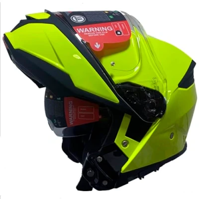 Imagen de Casco de Moto Modular SMK Gullwing Abatible con Visor Solar Amarillo Fluo Homologado P/J ECE 22.06 Designed (XL)