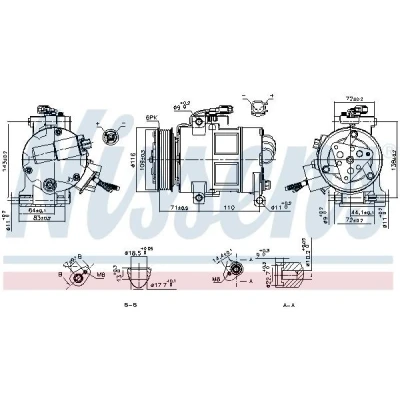 Imagen de NISSENS 890249 Compresor de Aire Acondicionado 7SBH17C 12 PAG 46 R 134 a FORD: Mondeo 5 Limousine