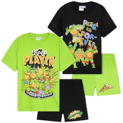 Imagen de Get Trend Pijama Niño Corto 2 Pack Pijamas Niños Verano Suave y Transpirable Camiseta Pantalones Cortos Regalo para Chico (7 8 Años, Multi TMNT)