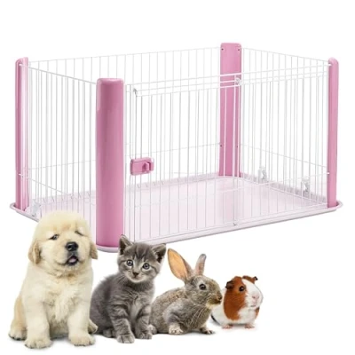 Imagen de Iris Ohyama Parque Para perros con puerta y cerradura, H60cm, Rosa, Jaula gatos, Vallas, Corralito, interiores, exteriores, Conejo, Cercado, Corral perro, Mascotas, rejas, CLS 1130