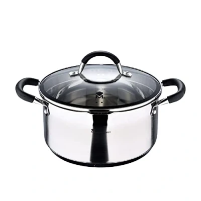 Imagen de MasterPro Foodies Cacerola de 5L, 24 x 12 cm, Acero Inoxidable, Revestimiento Antiadherente, Mango ergonómico, Apto para toda tipo cocinas incluido inducción, Libre tóxicos Olla