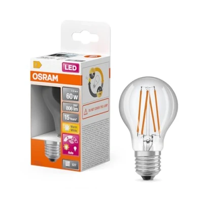 Imagen de OSRAM Lámpara LED Star+ con sensor de luz diurna, E27 base, Óptica filamentos ,Blanco cálido (2700K), 806 Lumen, sustituto 60W iluminante 1 paquete