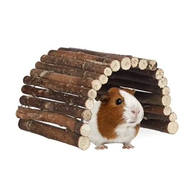 Imagen de Relaxdays 10023888 Puente Roedores, Hámster, Cobaya, Túnel Conejo, Accesorio Jaula, Madera, 1 x 28 17 cm, Marrón