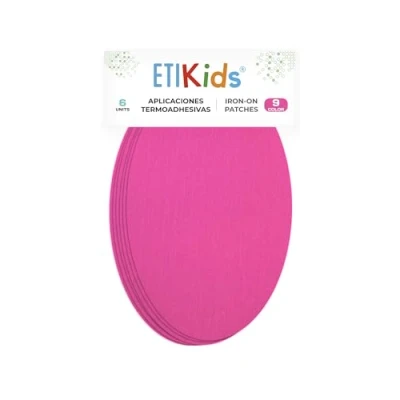 Imagen de 6 rodilleras color Fucsia termoadhesivas de plancha. Coderas para proteger tu ropa y reparación pantalones, chaquetas, jerseys, camisas. 16 x 10 cm. RP9