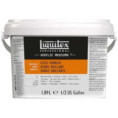 Imagen de Liquitex 5345 Professional Barniz brillante para pinturas acrílicas, calidad de archivo, no amarillea, transparente al secarse botella 1,89 litros