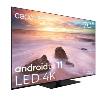 Imagen de Cecotec Televisión LED 70&quot; TV A2Z Series ALU20070ZS con resolución 4K UHD, Sistema operativo Android TV. 11, Chromecast, HDR10+, Google Voice Assistant, Clase F, peana Central