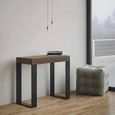 Imagen de Itamoby Tecno 90cm Consola Extensible, Metal Paneles de melamina, Nogal/Antracita, 90 cm x 40 77