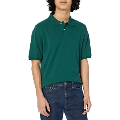 Imagen de Amazon Essentials Polo en piqué de algodón con Corte Regular (Disponible Talla Grandes y Largos Especiales) Hombre, Verde Oscuro, S