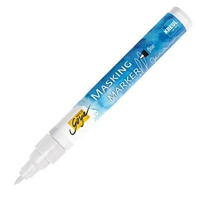 Imagen de Kreul 18160 Solo Goya Masking Marker Marcador de punta fina para enmascarar Ancho línea 1 2 mm Goma extraíble en forma rotulador, líneas precisas con contornos definidos