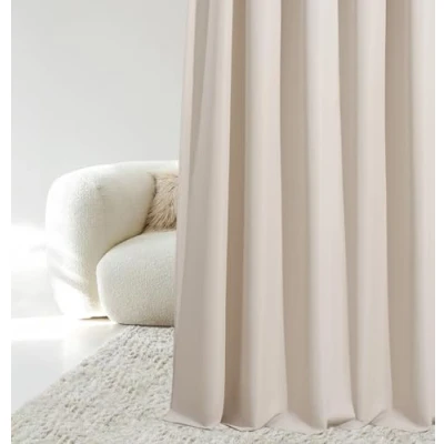 Imagen de ROOM99 Aura Cortina con Cinta fruncidora (140 x 280 cm, Ancho Alto), oscurecimiento, corredera, Moderna, para salón, Dormitorio, Beige Claro, 1 Unidad