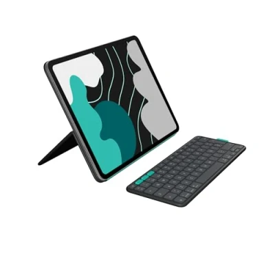 Imagen de Funda Con Teclado Inalámbrico Logitech Flip Folio Gris Para Ipad Air Y Pro 13&quot;