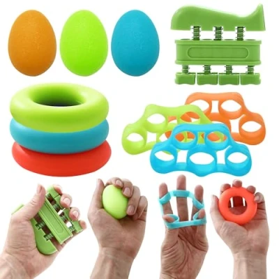 Imagen de Juego de 10 piezas Fortalecedor Agarre Mano,Fortalecedor mano,bandas resistencia para los dedos,3 niveles Entrenador Dedos