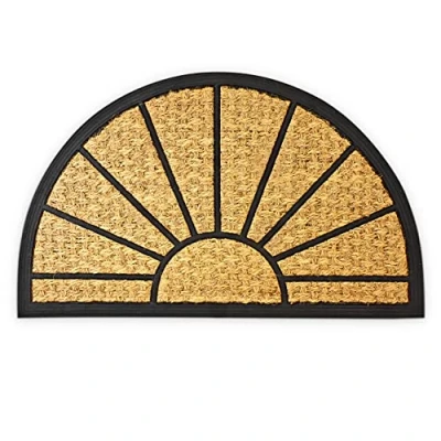 Imagen de Relaxdays Fußmatte halbrund Kokos 45x75 cm Felpudo Semicircular, Alfombrilla Entrada, Alfombra Pasillo Antideslizante, Coco y PVC, 75x45cm, Natural/Negro, 45 x 75