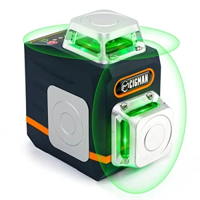 Imagen de CIGMAN CM720 Nivel Láser, Láser Autonivelante 360 Grados, 2x360 Láseres de Línea, 30M Alcance, Con Control Remoto, Doble Soporte, Estuche acolchado, Batería Recargable